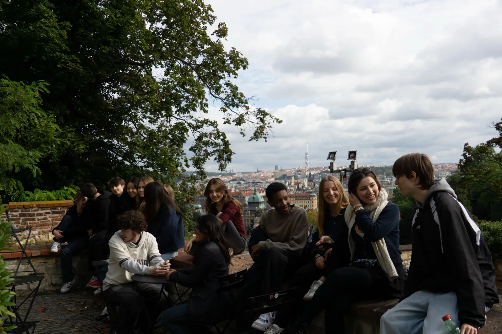 Students on a rooftop on an international trip